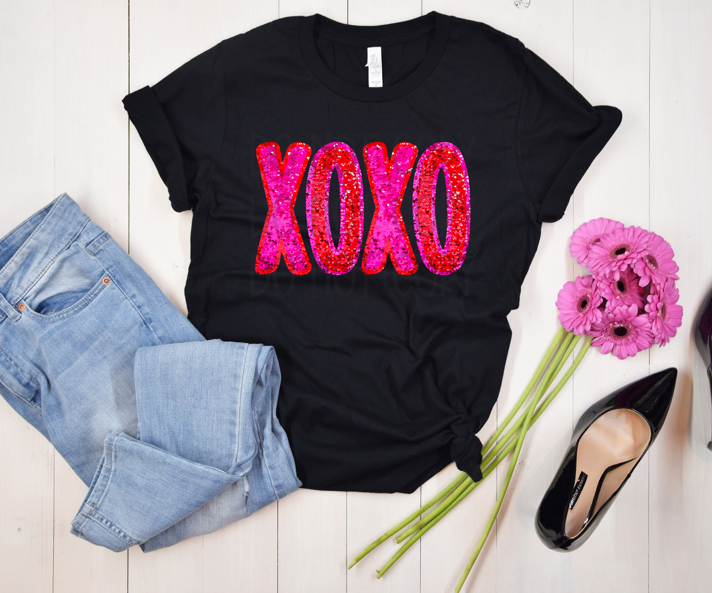 XOXO Faux Sequin DTF