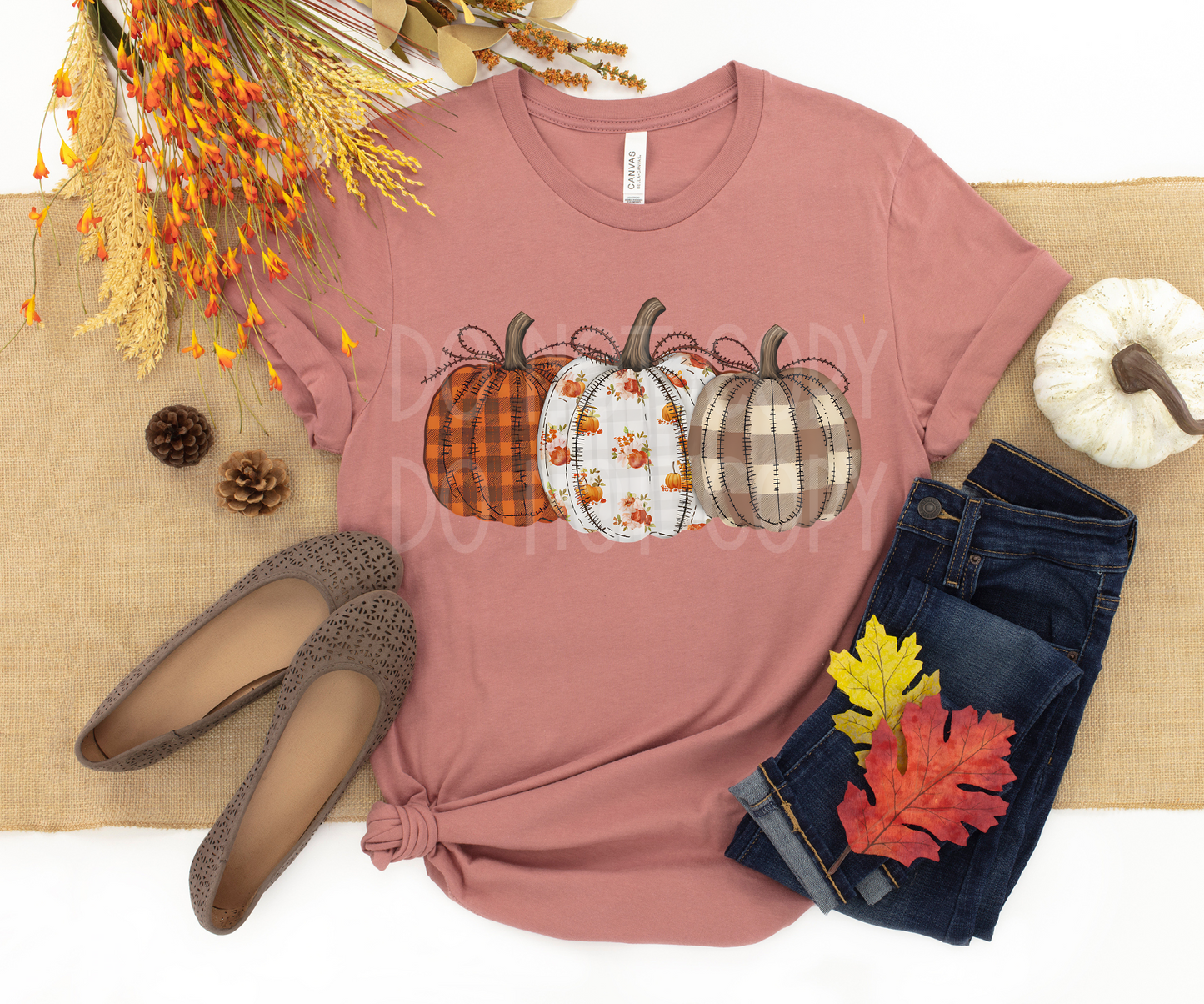 Faux Patchwork Fabric Pumpkins DTF