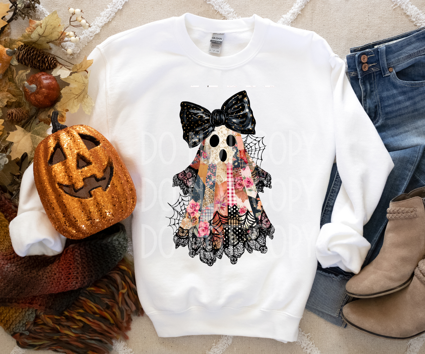 Faux Patchwork Lace Ghost DTF