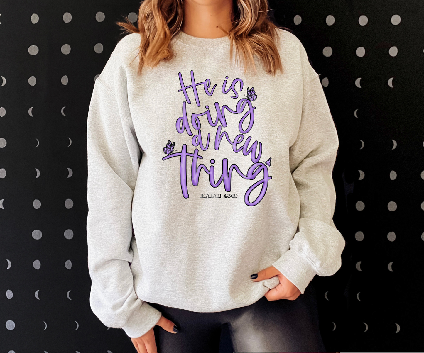 He is Doing a New Thing (Purple) DTF - Texas Transfers and Designs