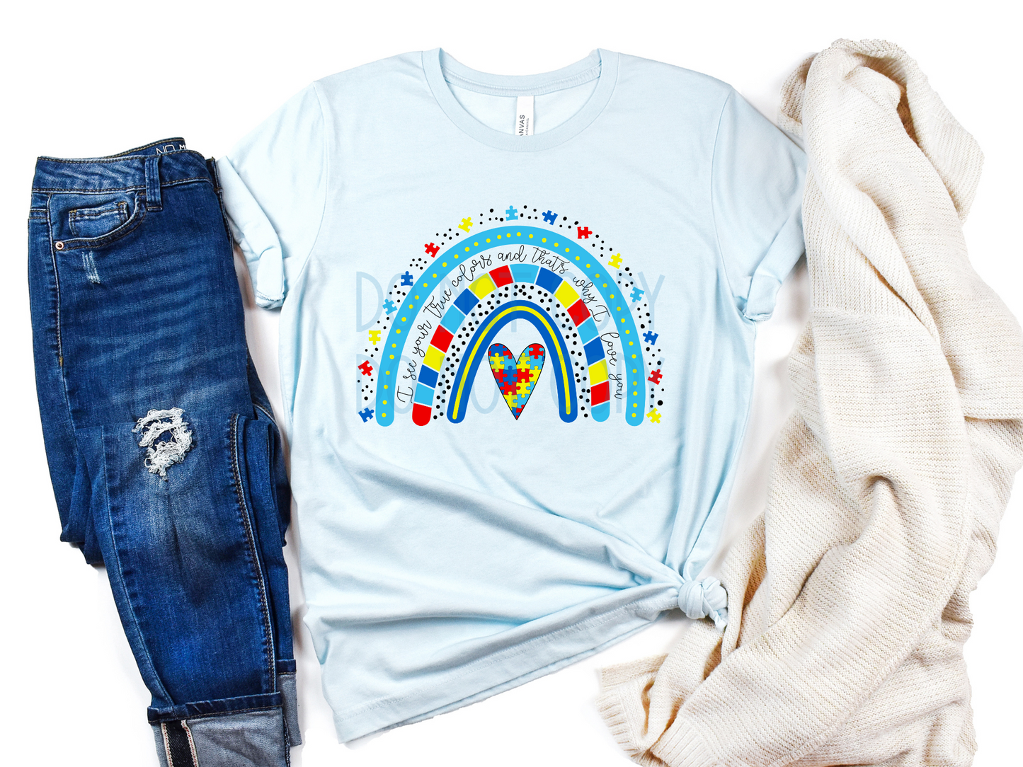I See Your True Colors/Autism Rainbow DTF - Texas Transfers and Designs