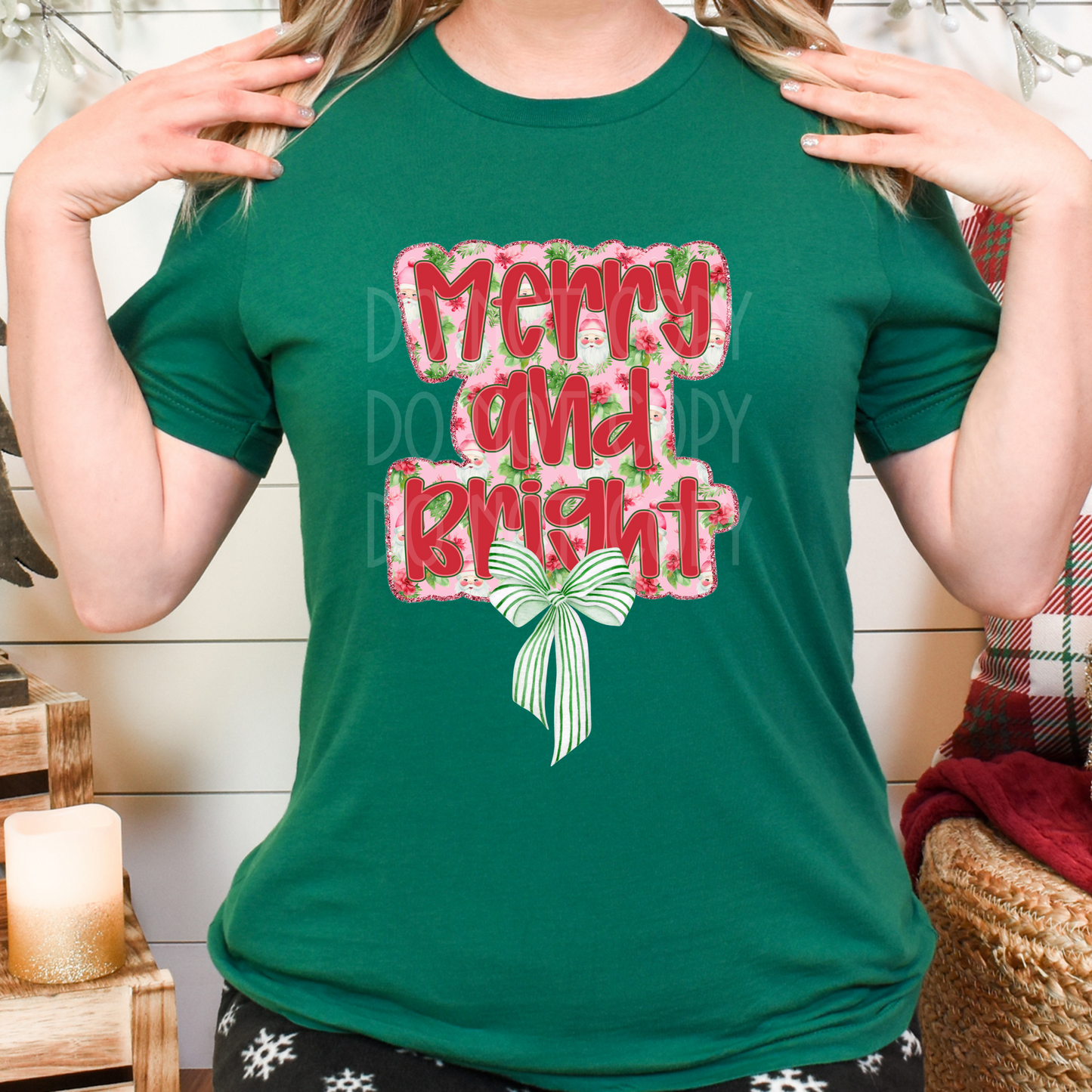 Merry & Bright Bow DTF - Texas Transfers and Designs