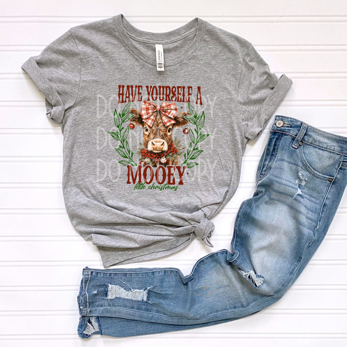 Have Yourself a Mooey Little Christmas DTF - Texas Transfers and Designs