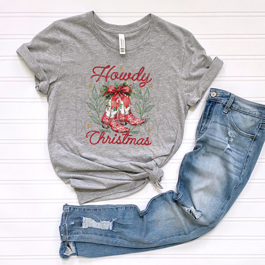 Howdy Christmas (boots) DTF - Texas Transfers and Designs