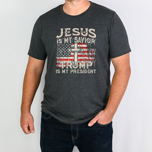 PRE-ORDER Arriving 11/12 Jesus is my Savior, Trump is my President DTF - Texas Transfers and Designs