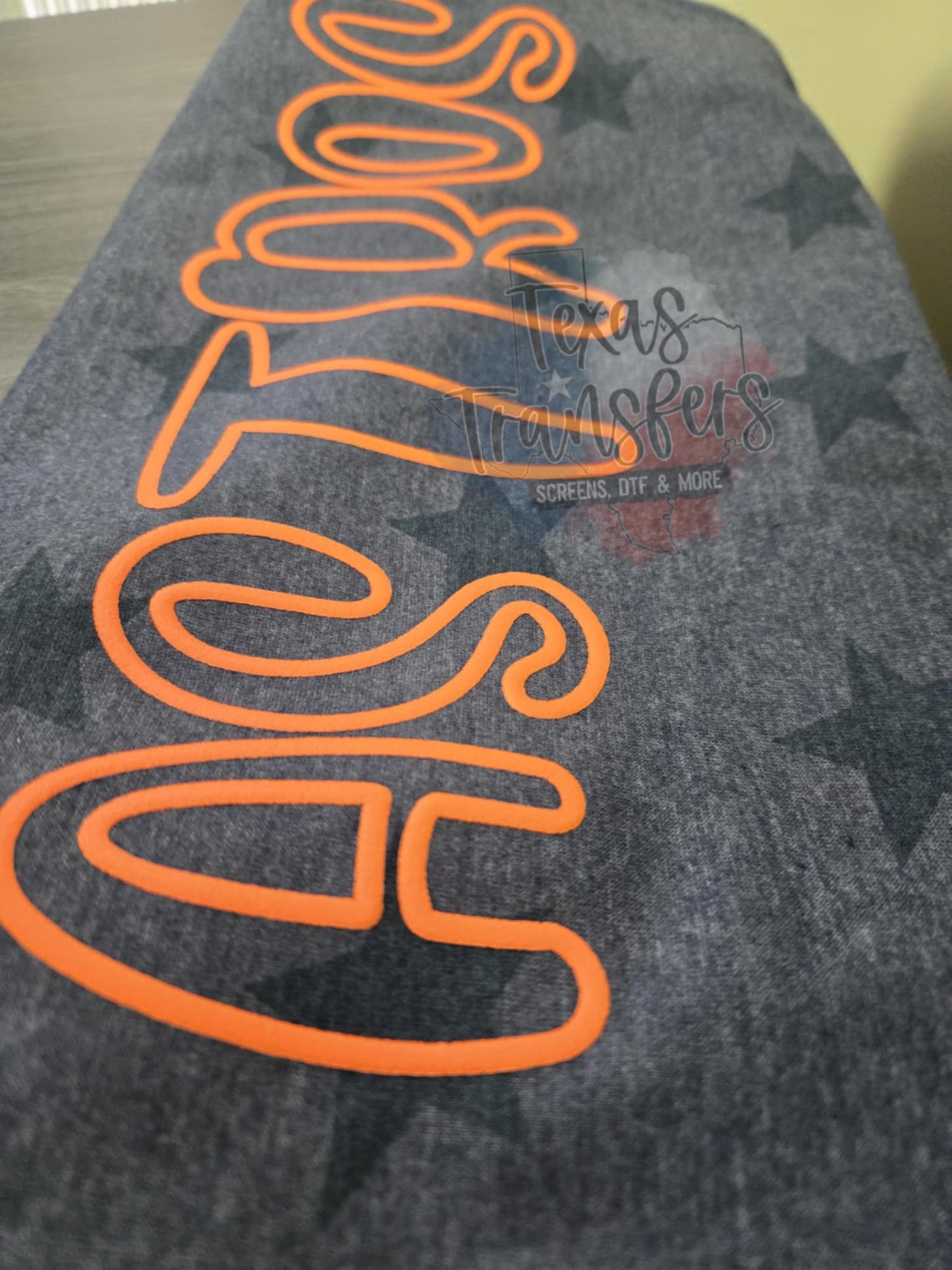 Astros Outline (Orange) PUFF Screen Print Transfer - Texas Transfers and Designs
