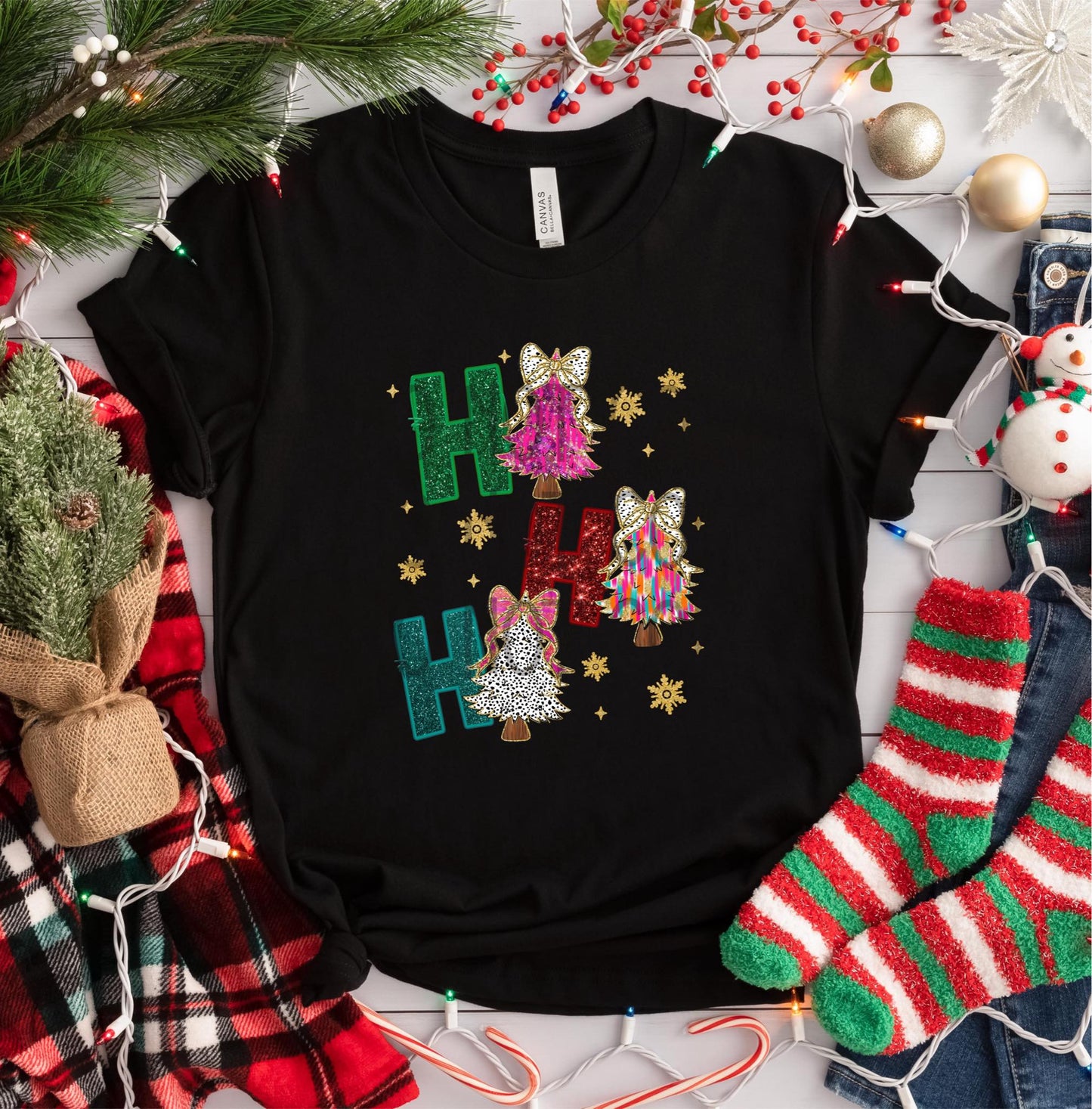 Ho Ho Ho Christmas Trees DTF - Texas Transfers and Designs