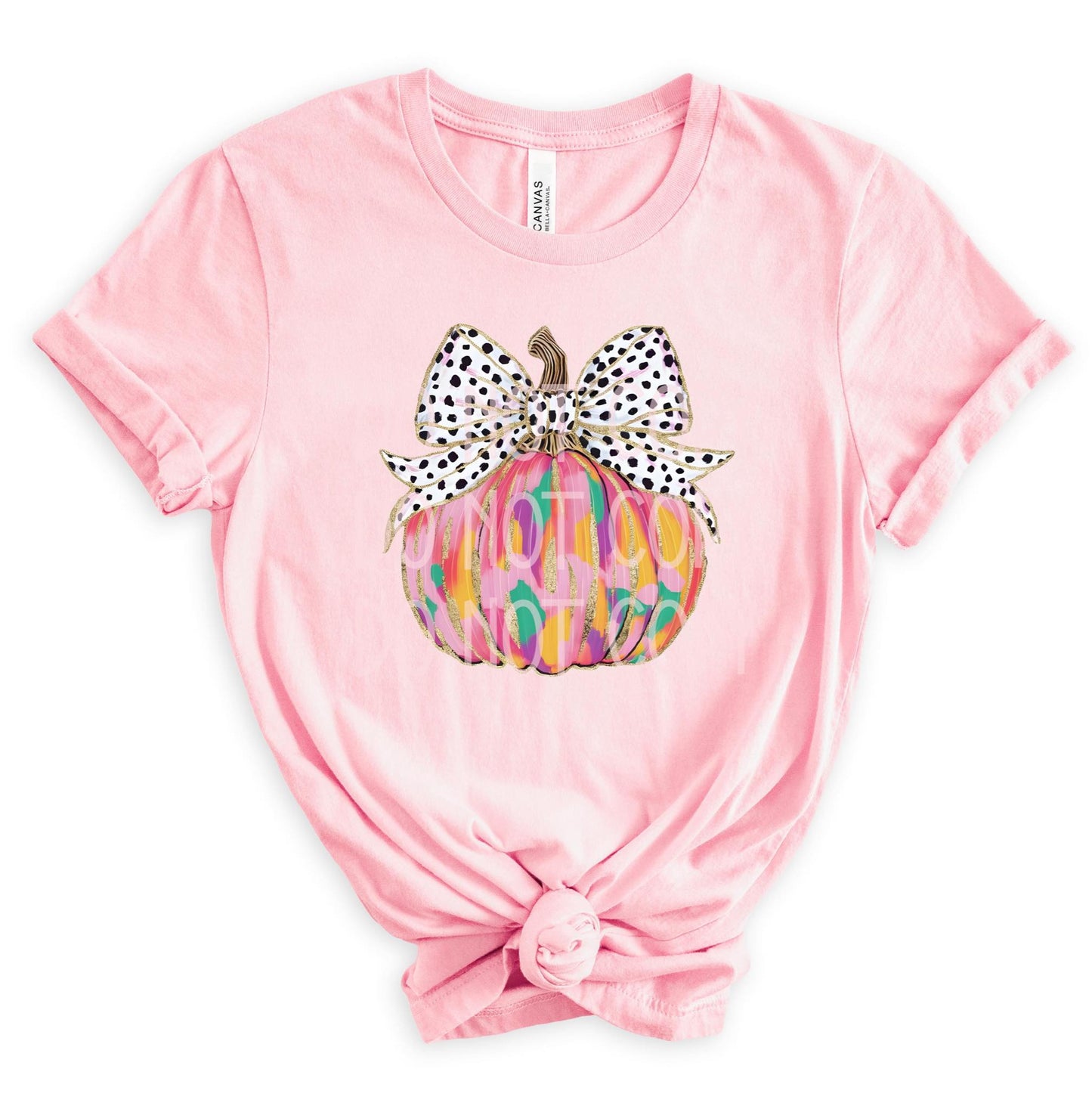 Colorful Pumpkin Dalmatian Bow DTF - Texas Transfers and Designs