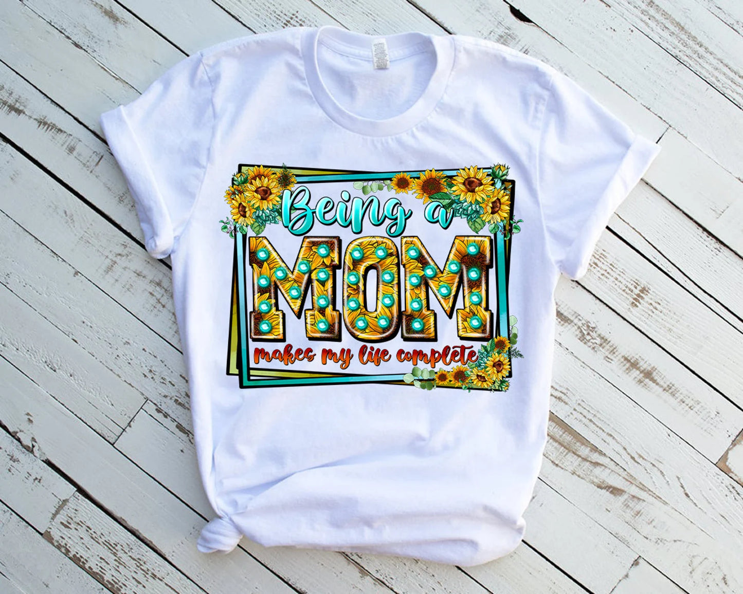 Being a Mom (Sunflowers) DTF - Texas Transfers and Designs