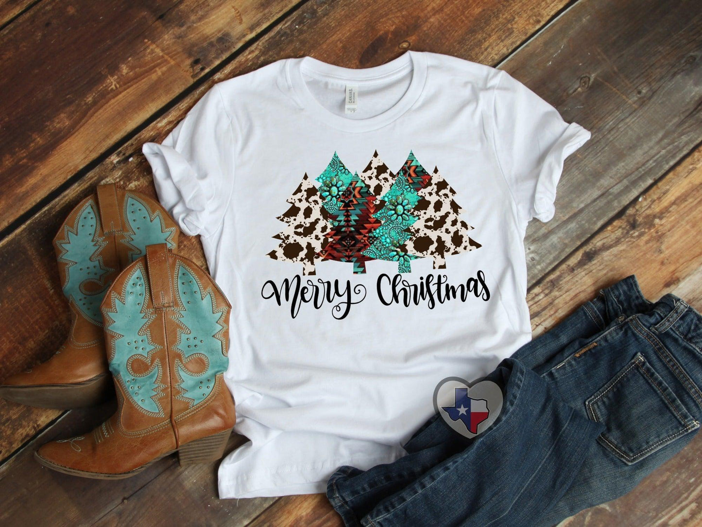 Merry Christmas (Country Trees) DTF - Texas Transfers and Designs