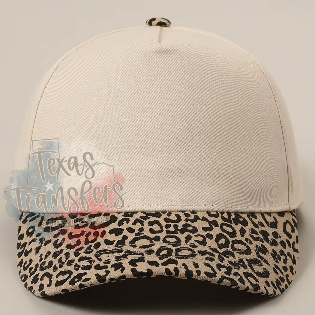 Leopard Brim Canvas Blank Hat - Texas Transfers and Designs