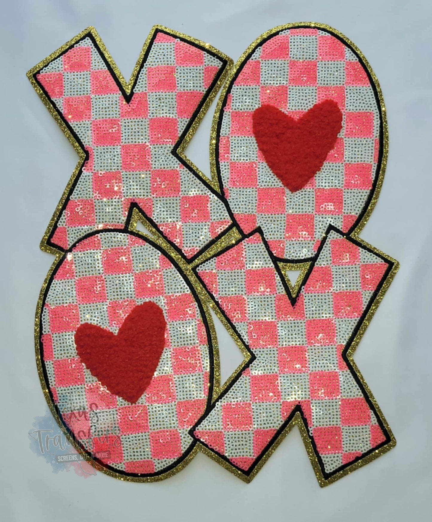 XOXO Checker XL Iron-On Patch - Texas Transfers and Designs