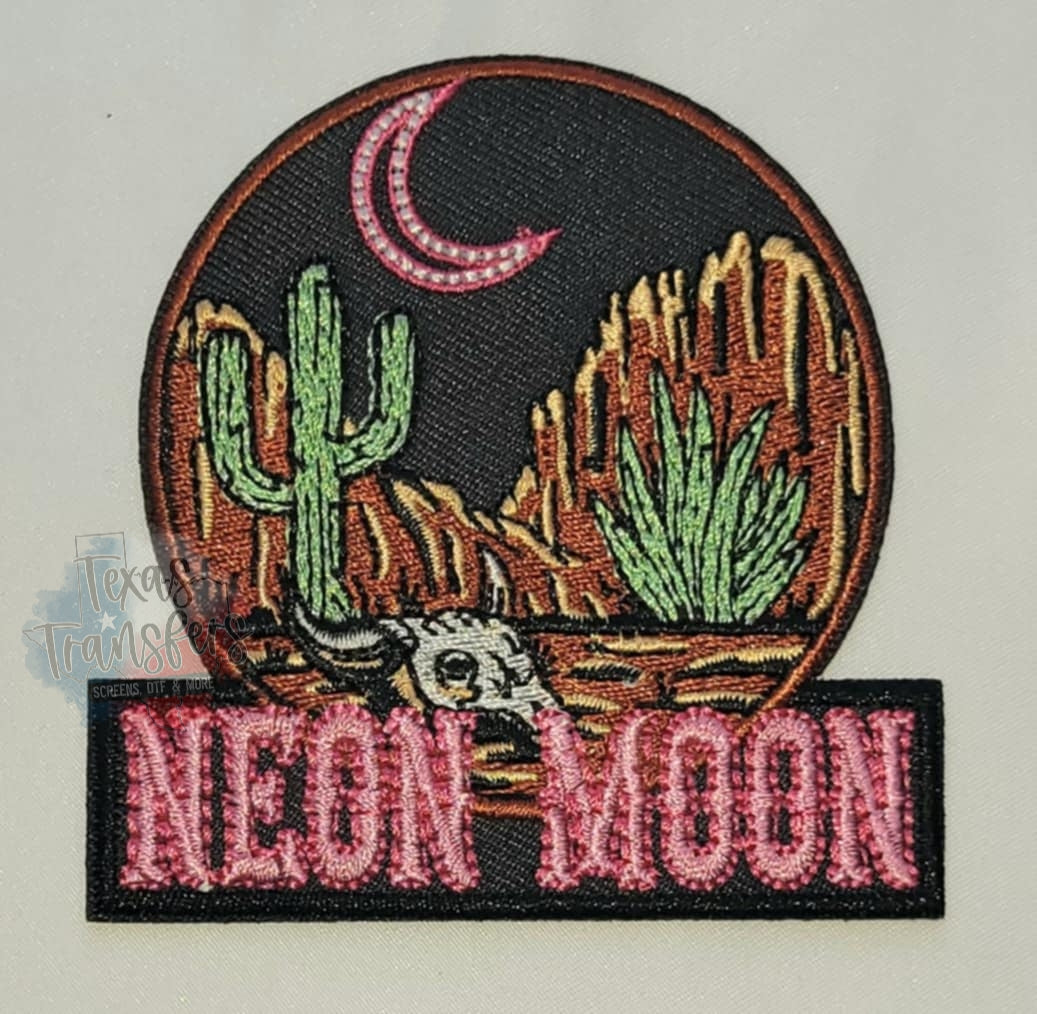 Neon Moon Iron-On Patch - Texas Transfers and Designs