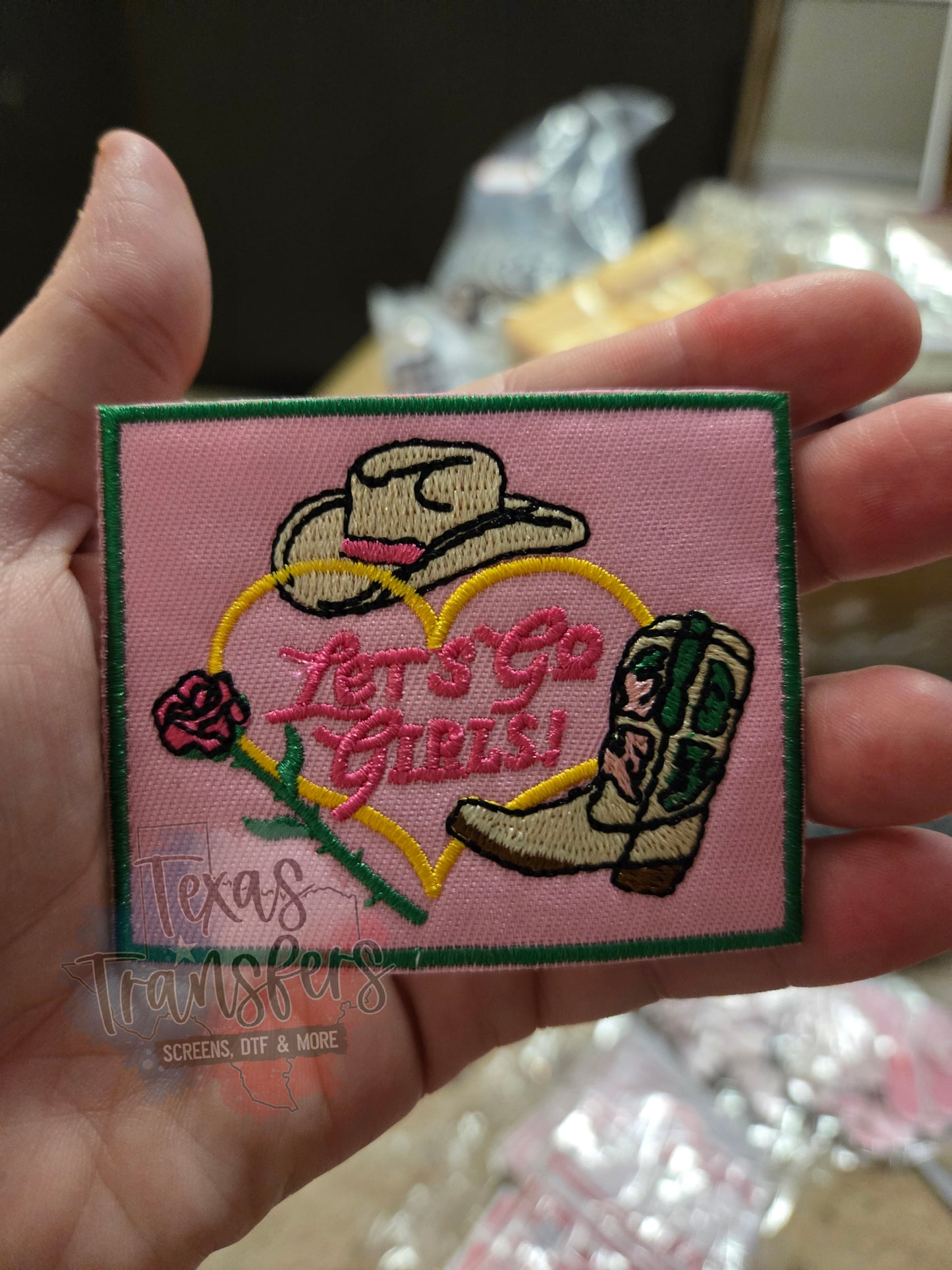 Let's Go Girls (Heart) Iron-On Patch - Texas Transfers and Designs