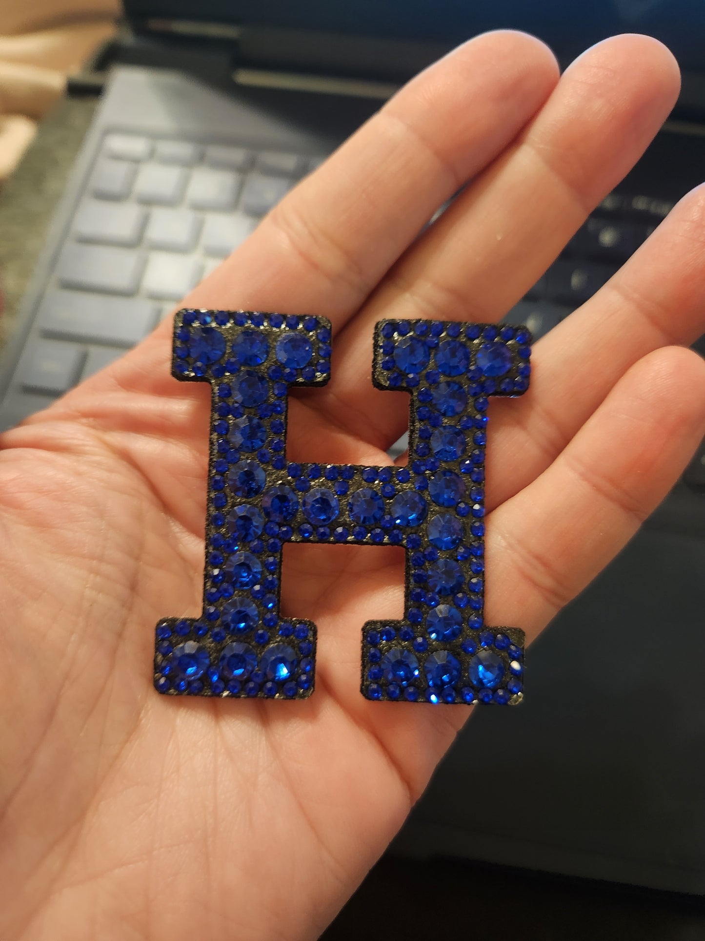 Orange/Blue Rhinestone Letters (Iron-On) - Texas Transfers and Designs