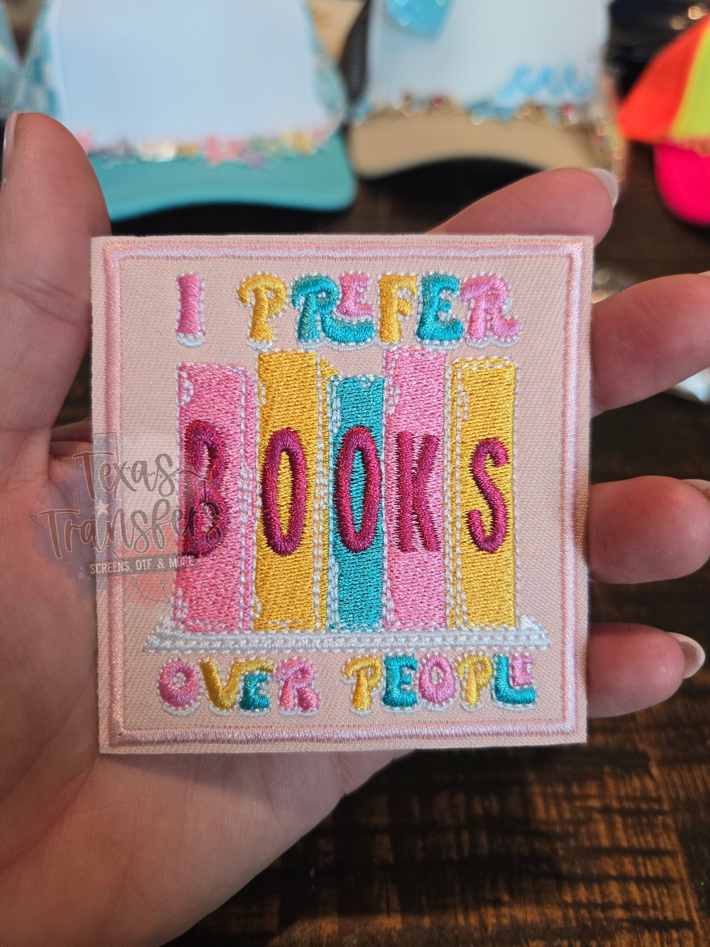 I Prefer Books Over People Iron-On PATCH - Texas Transfers and Designs