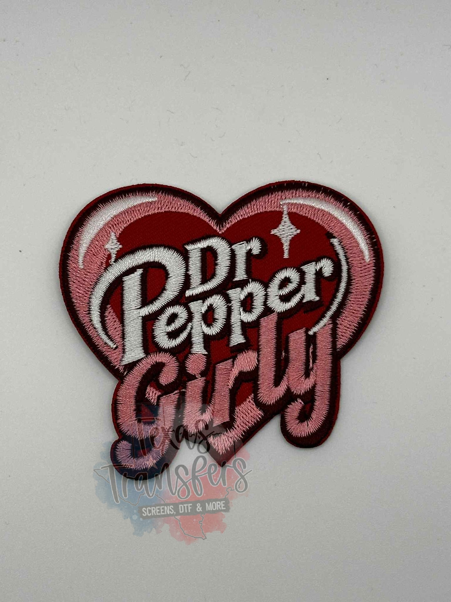 Dr Pep Girly Heart Iron-On PATCH - Texas Transfers and Designs