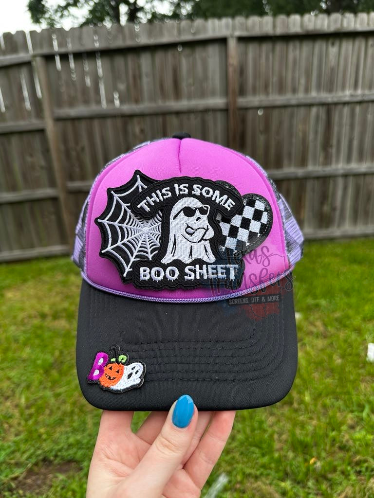 Purple/Black Checker Trucker Hat - Texas Transfers and Designs