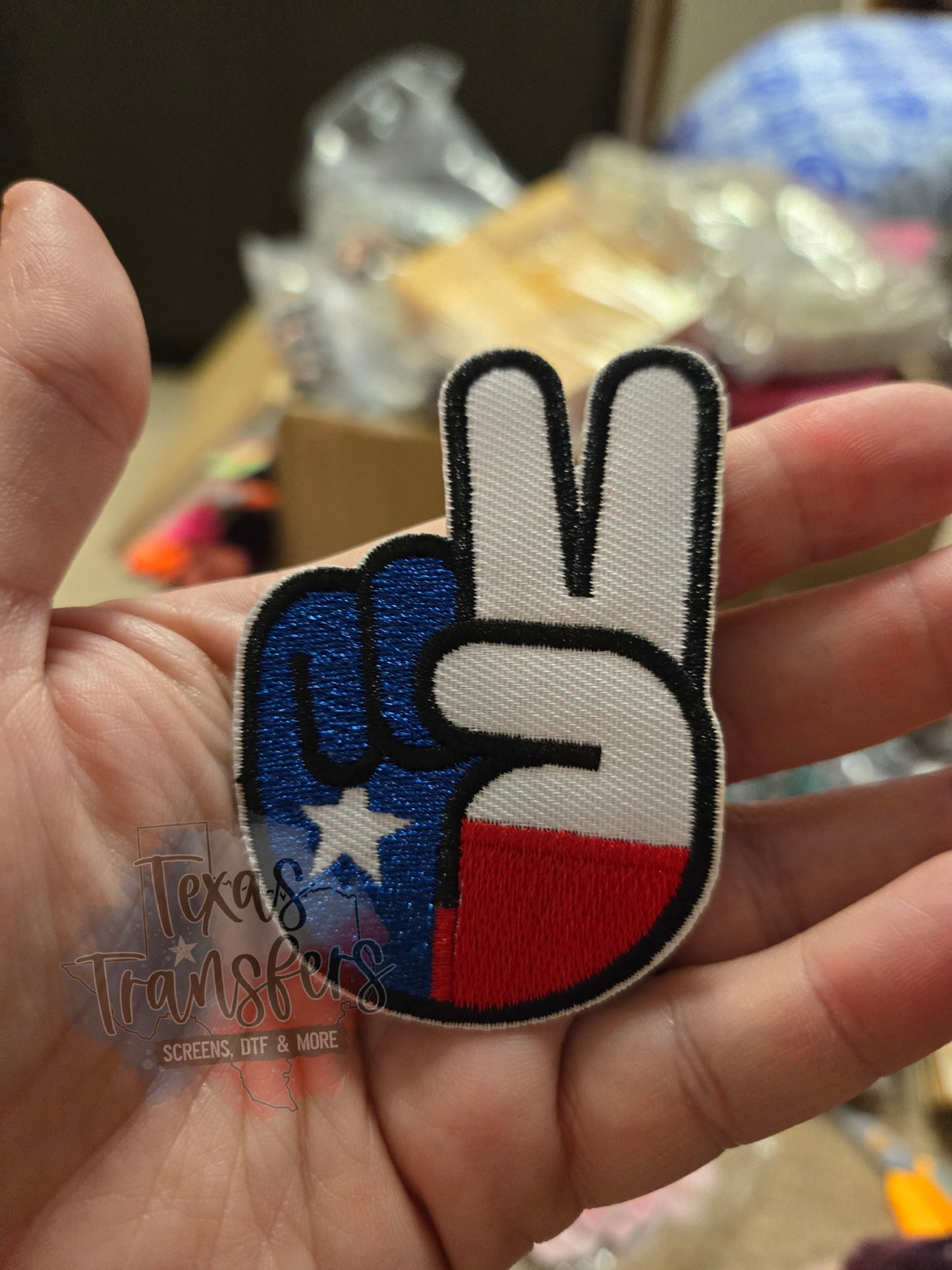 Peace Texas Iron-On Patch - Texas Transfers and Designs