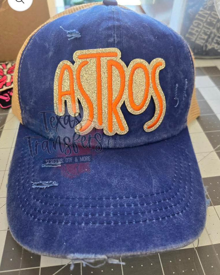 Astros Glitter Mascot Iron-On PATCH - Texas Transfers and Designs