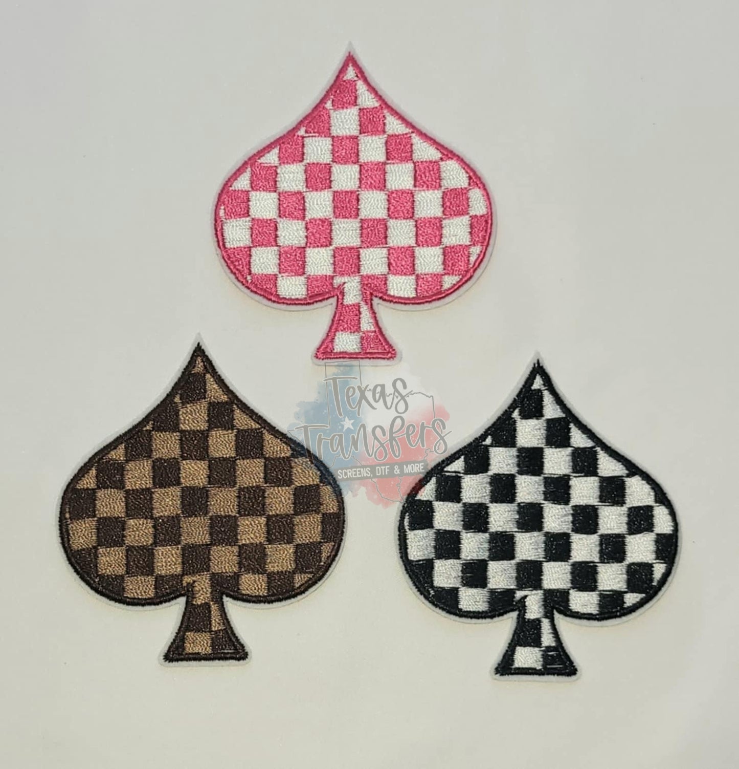 Checker Spade Iron-On Patch - Texas Transfers and Designs