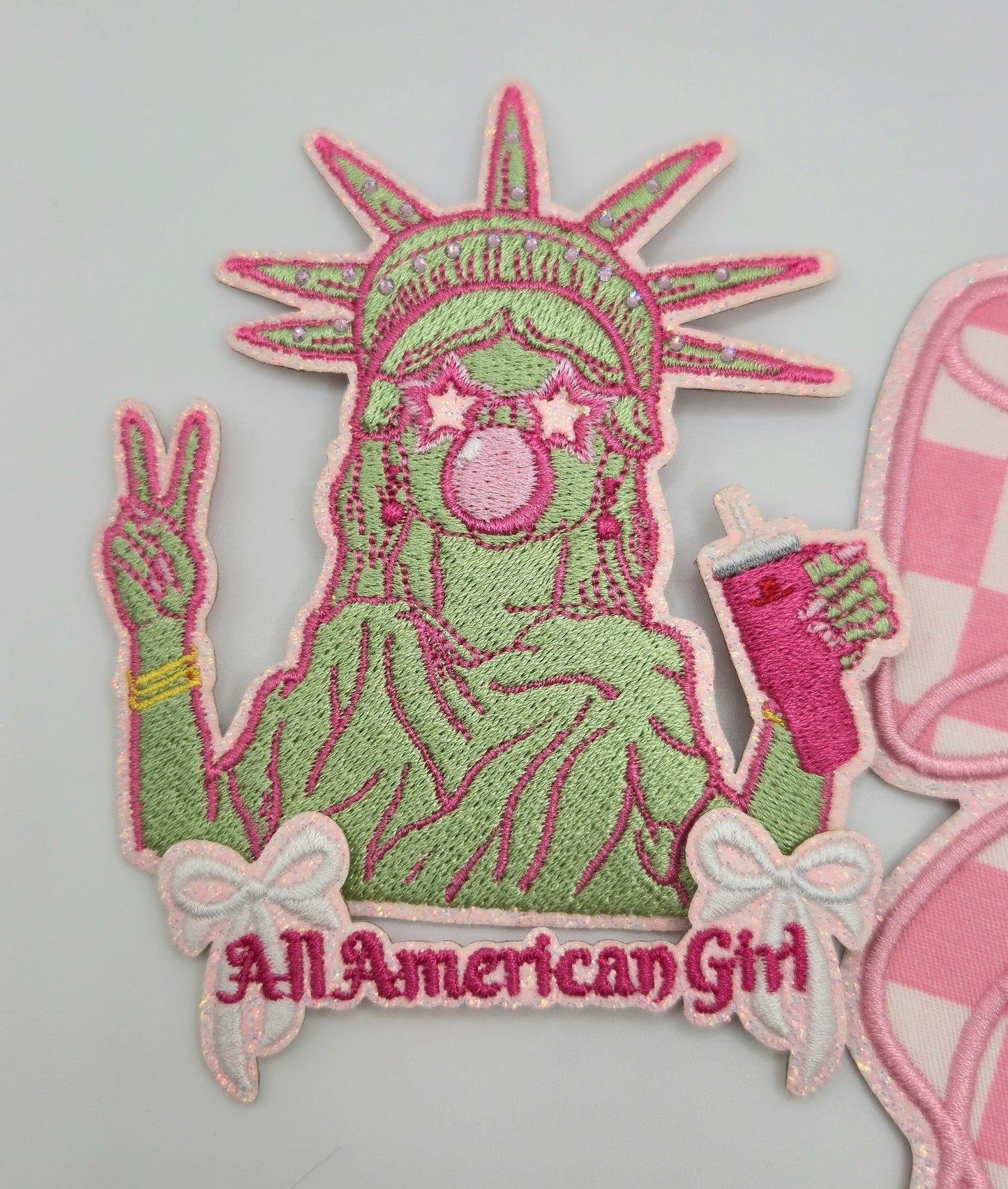 All American Girl Bows Iron-On PATCH - Texas Transfers and Designs