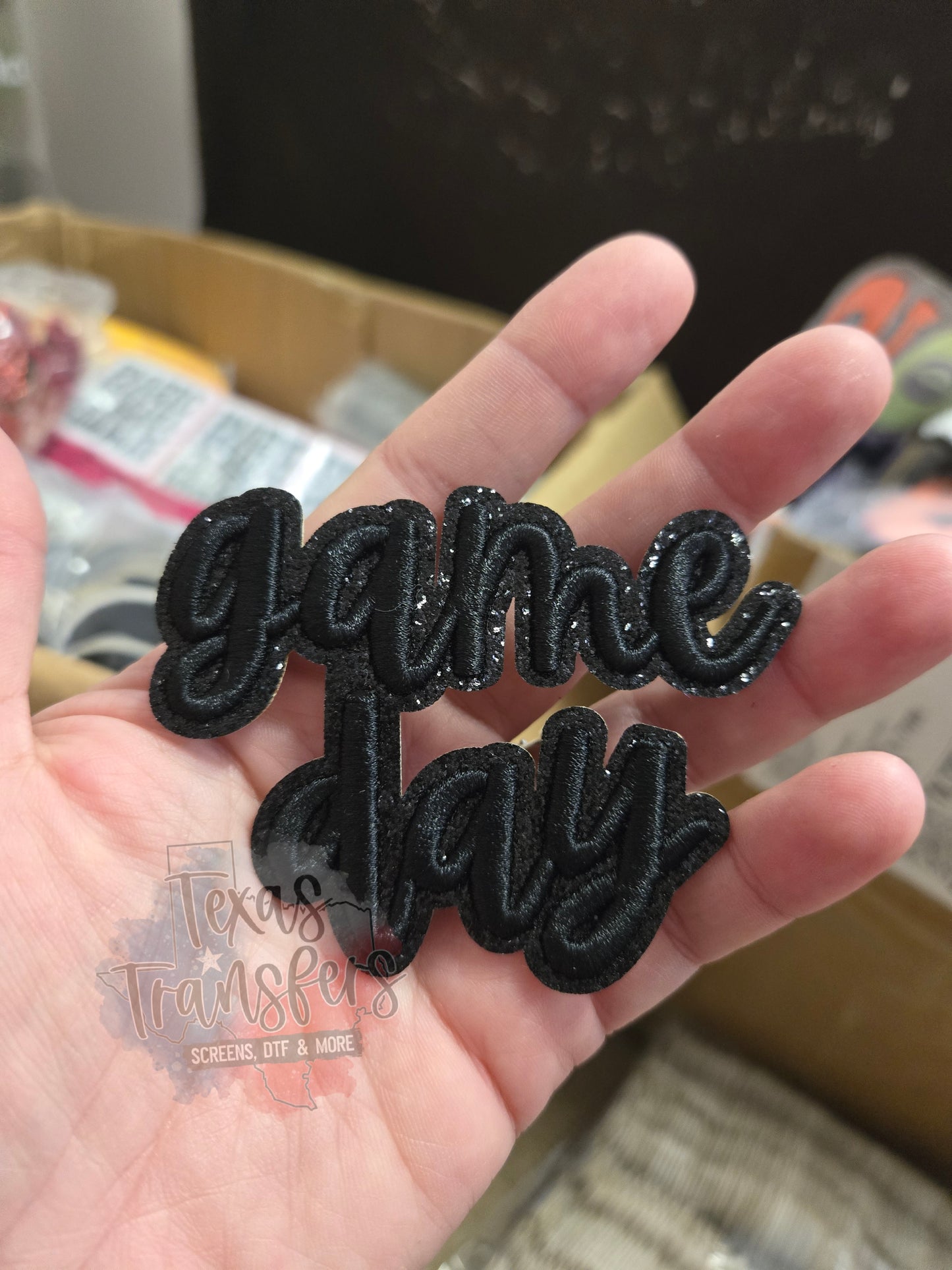 Game Day (Black) Iron-On PATCH - Texas Transfers and Designs