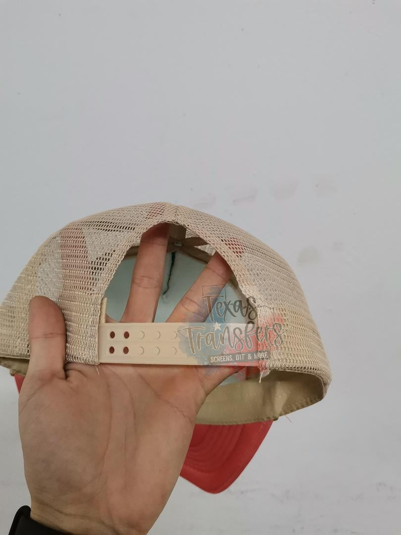 PRE-ORDER Arriving 4/18 Coral/Teal/Tan Tri-Color Trucker Hat - Texas Transfers and Designs
