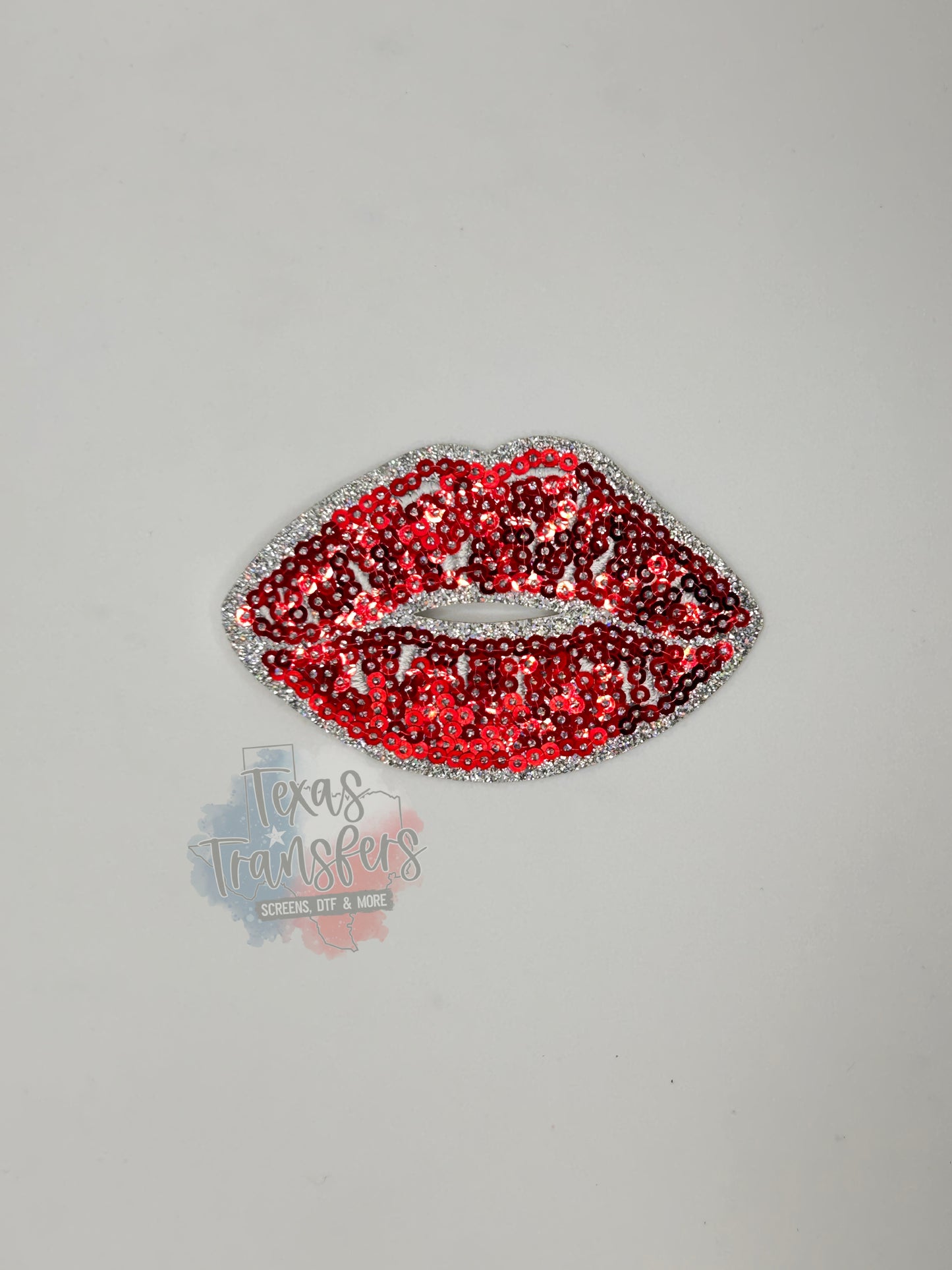 Sequin/Glitter Kiss 💋 Lips Iron-On PATCH - Texas Transfers and Designs