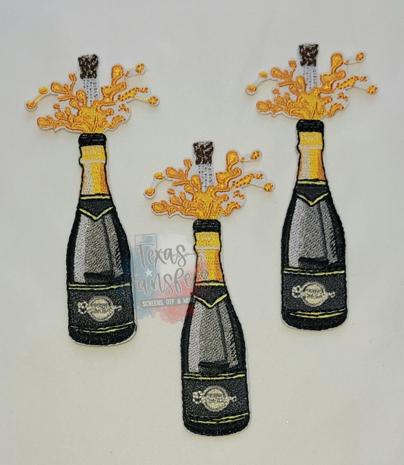 Champagne Iron-On Patch - Texas Transfers and Designs