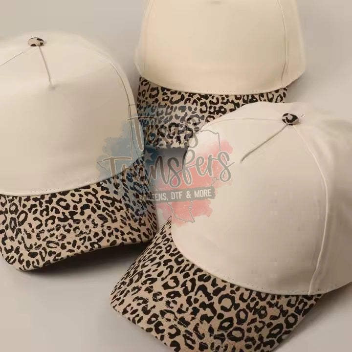 Leopard Brim Canvas Blank Hat - Texas Transfers and Designs