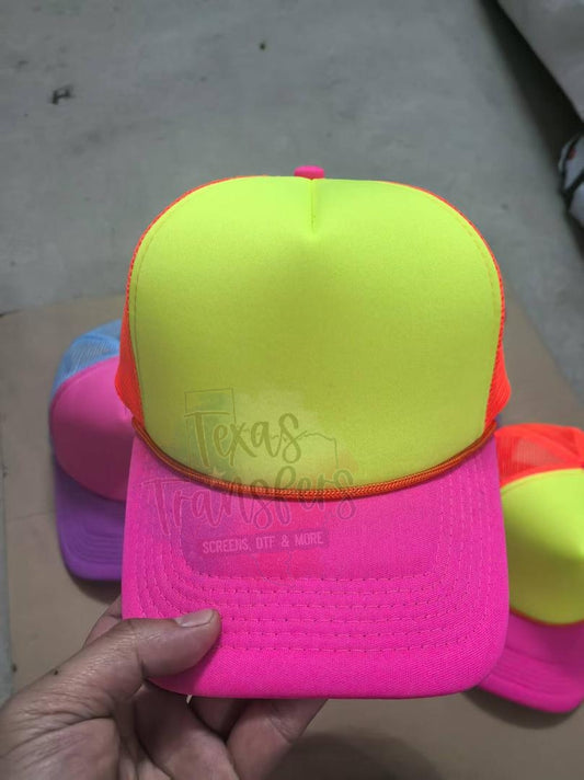PRE-ORDER Arriving 4/18 Pink Neons Tri-Color Trucker Hat - Texas Transfers and Designs