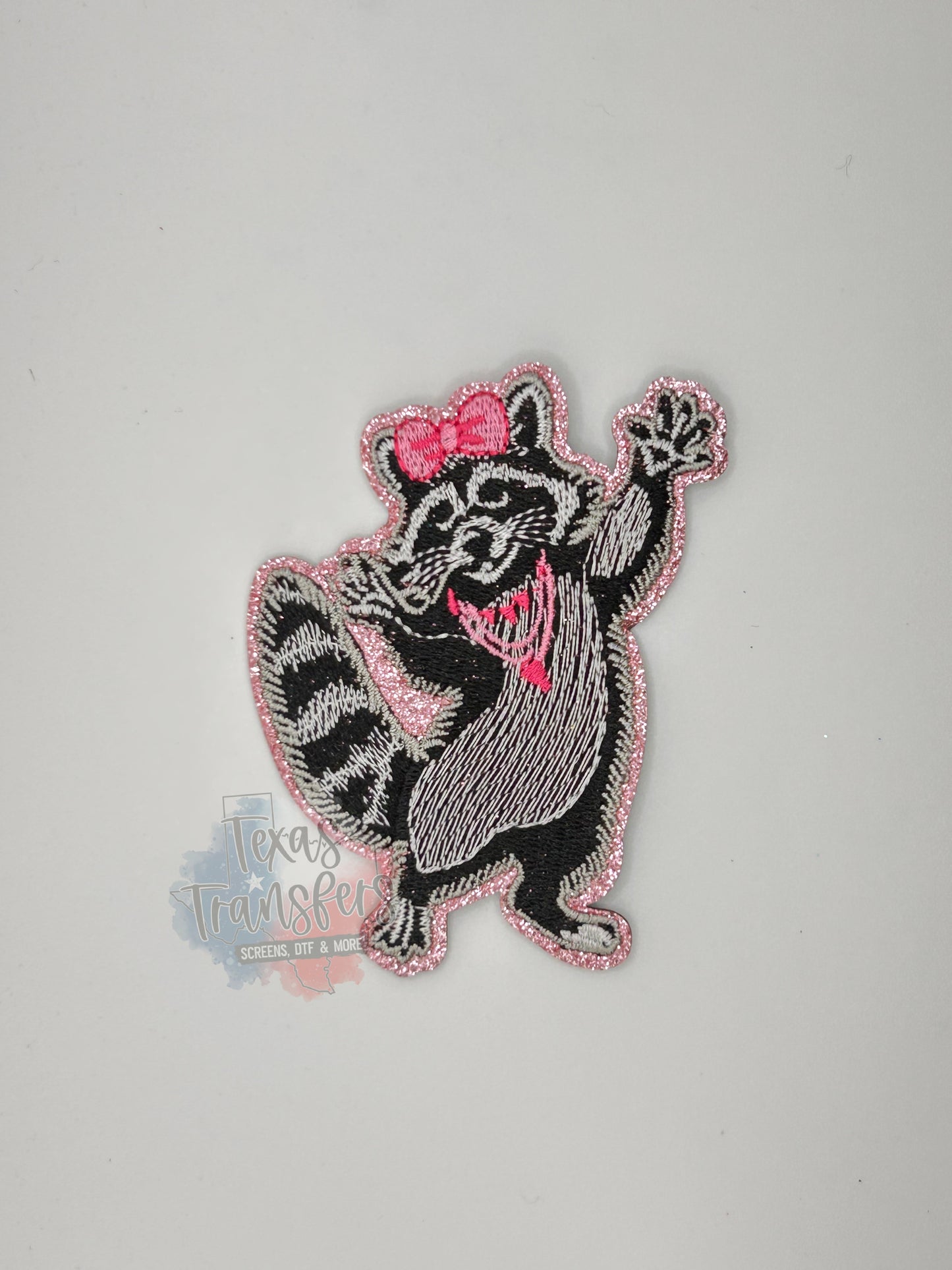 Sasscoon Raccoon Girly Iron-On PATCH - Texas Transfers and Designs