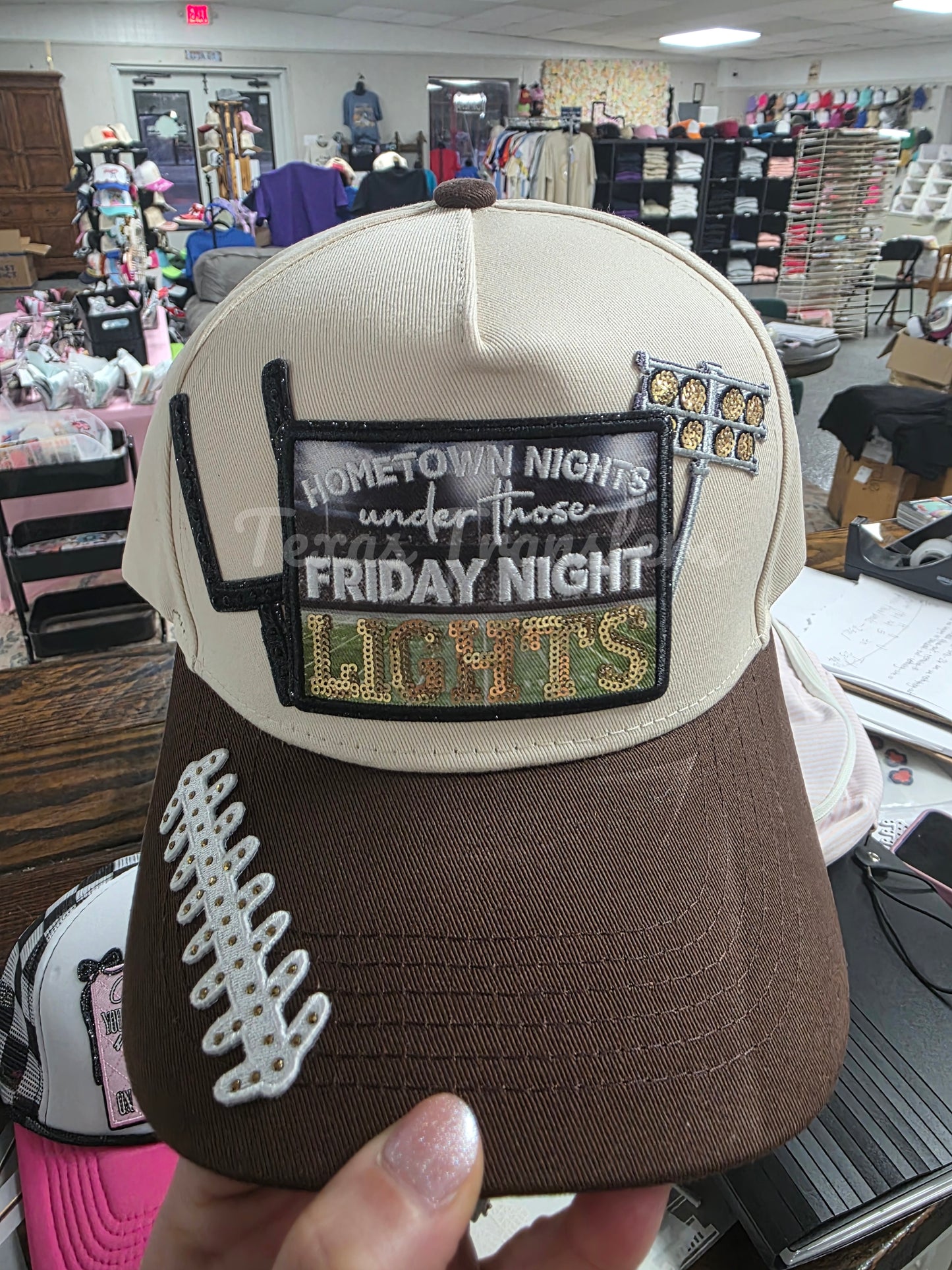 Football Light Post Sequin Iron-On Patch
