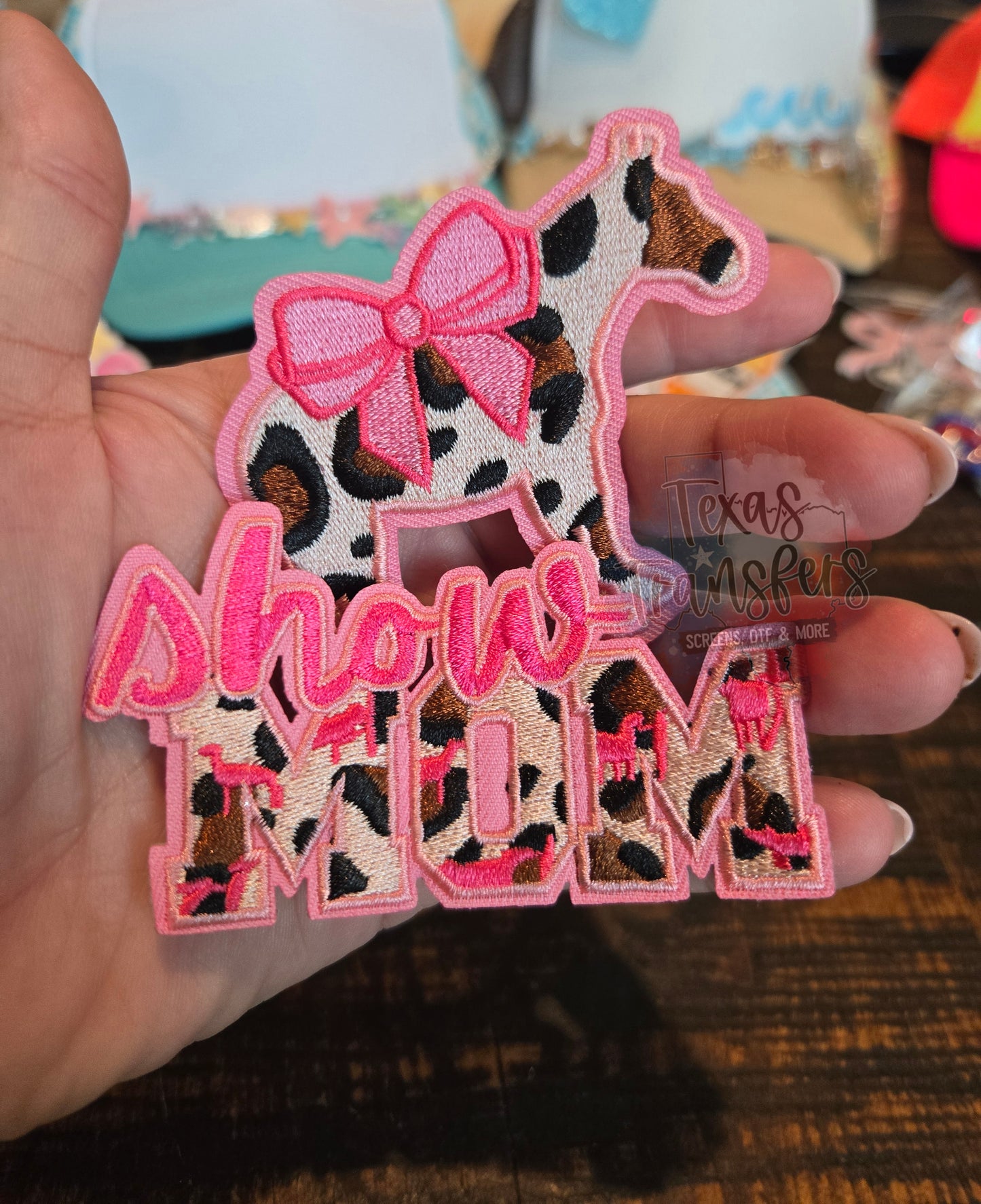 Pink Leopard Show Horse Iron-On PATCH - Texas Transfers and Designs