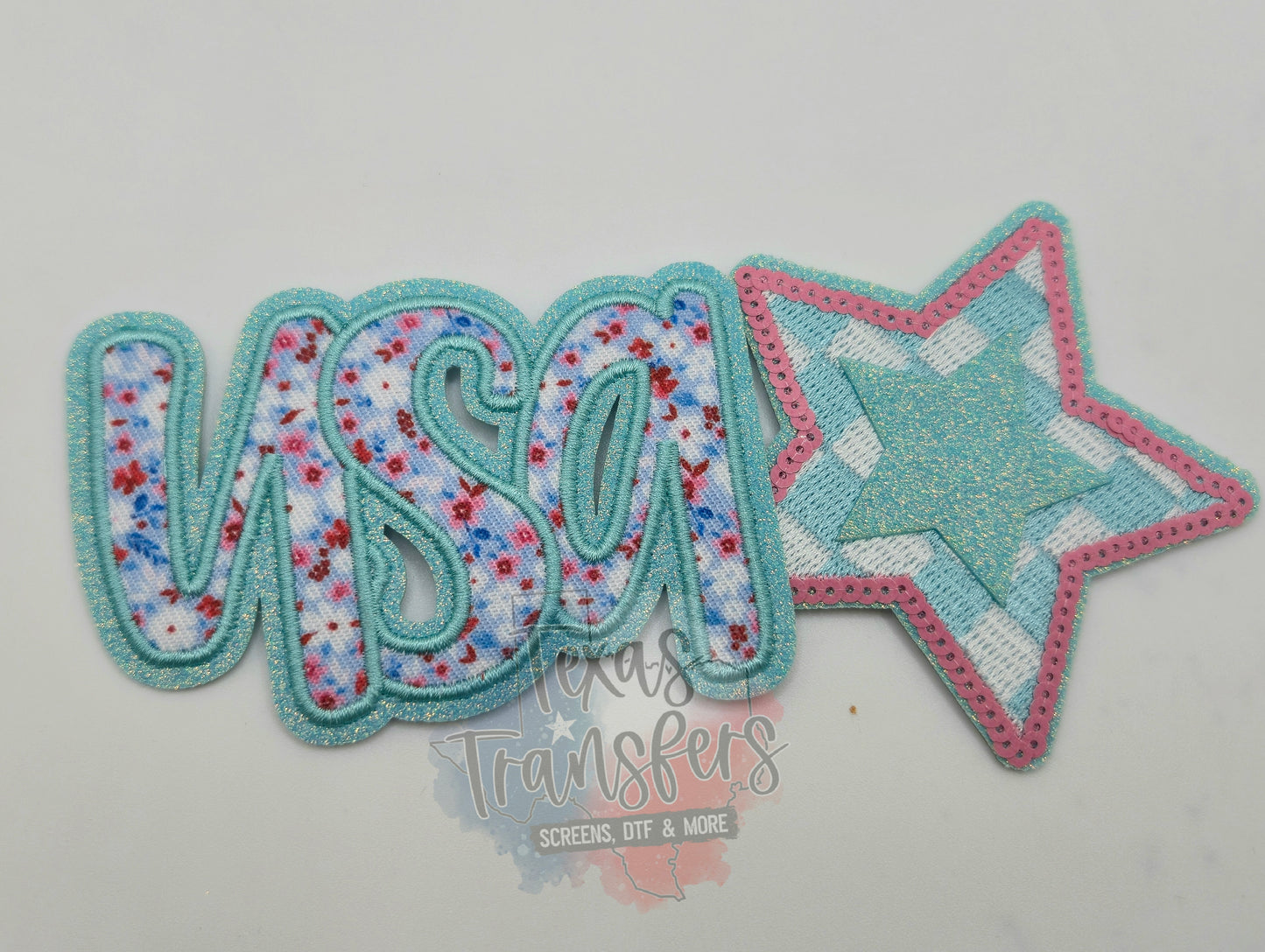 Checker Sequin Star Iron-On PATCH - Texas Transfers and Designs