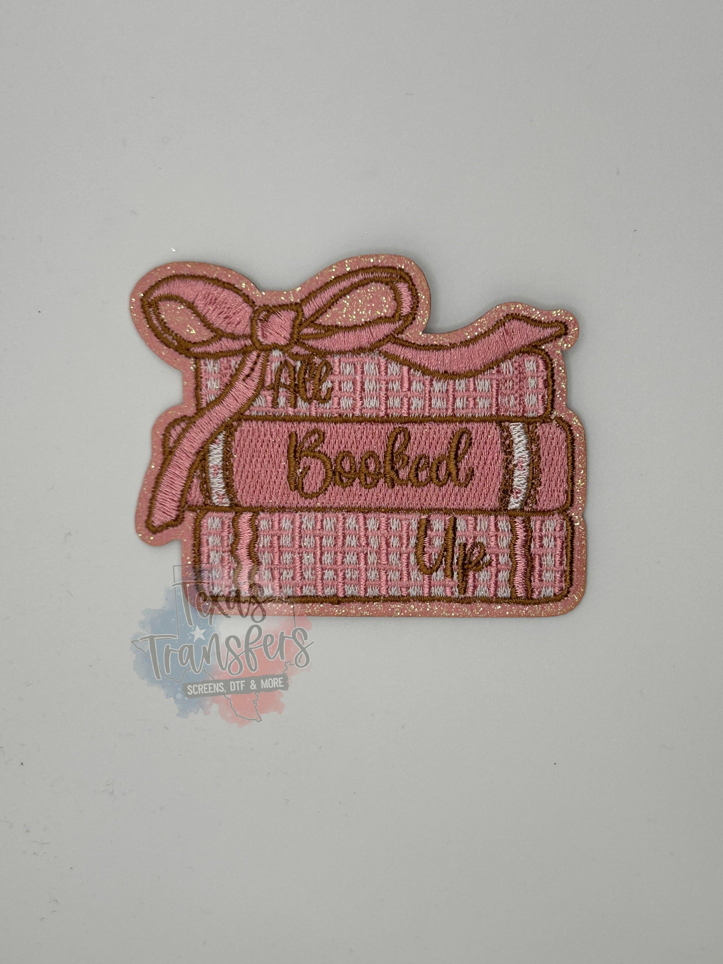 All Booked Up Glitter Iron-On Patch - Texas Transfers and Designs