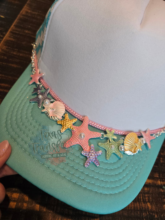 Pastel Starfish Beauty Hat Chain - Texas Transfers and Designs
