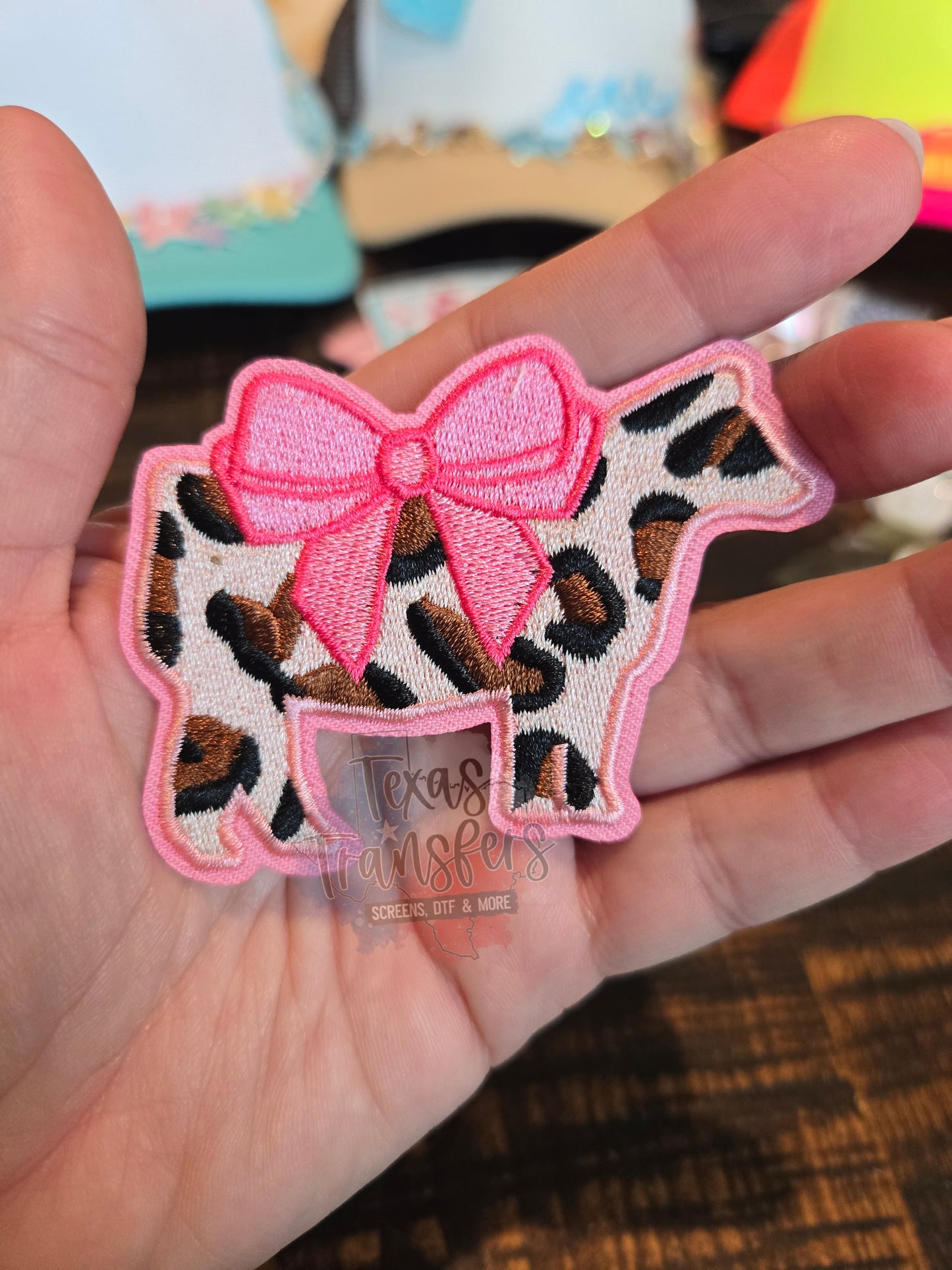Pink Leopard Show Cow Iron-On PATCH - Texas Transfers and Designs