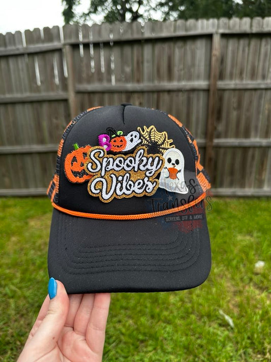 Orange and Black Checker Trucker Hat - Texas Transfers and Designs
