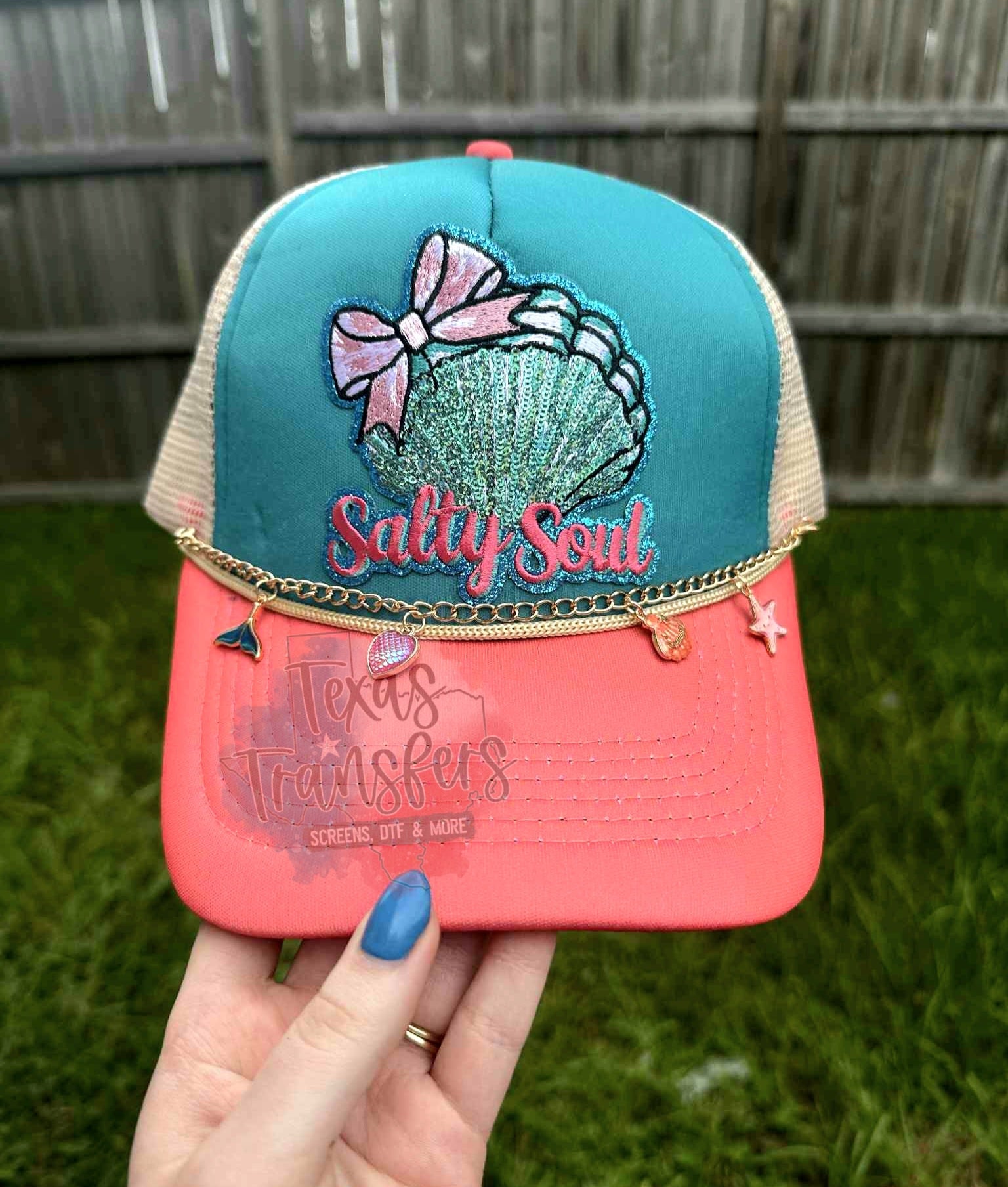 Salty Soul Sequin Bow Iron-On PATCH - Texas Transfers and Designs