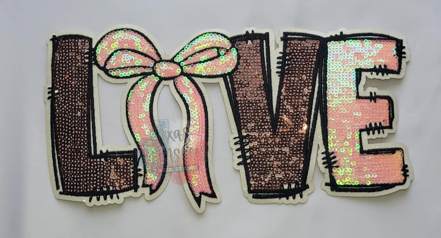 Love Sequin XL Iron-On Patch - Texas Transfers and Designs