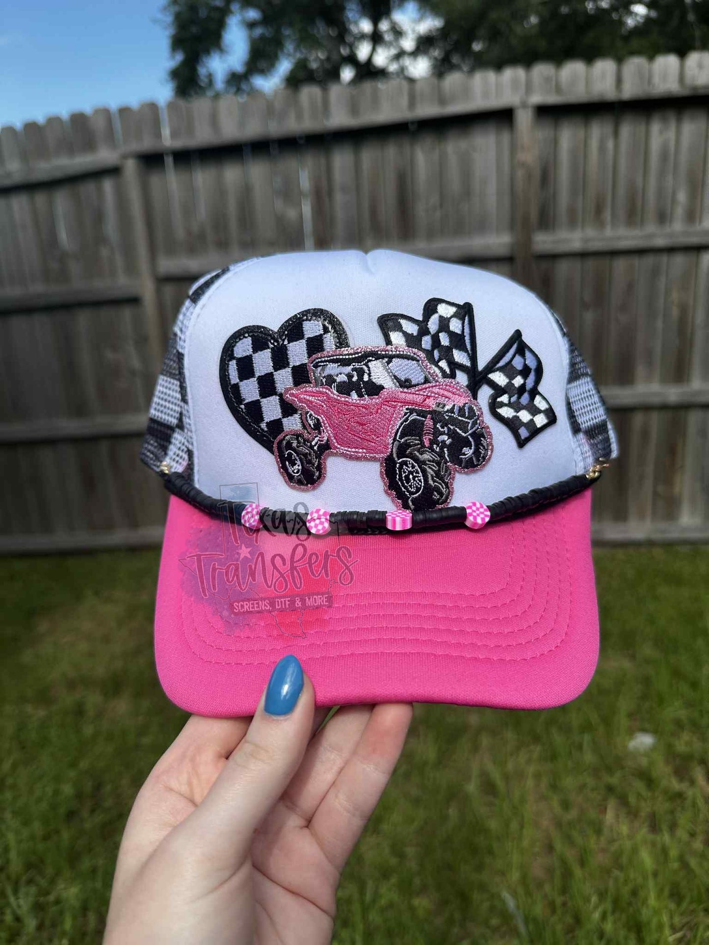 Checker Clay Bead Hat Chains - Texas Transfers and Designs