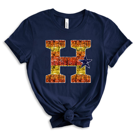 H Faux Glitter DTF - Texas Transfers and Designs