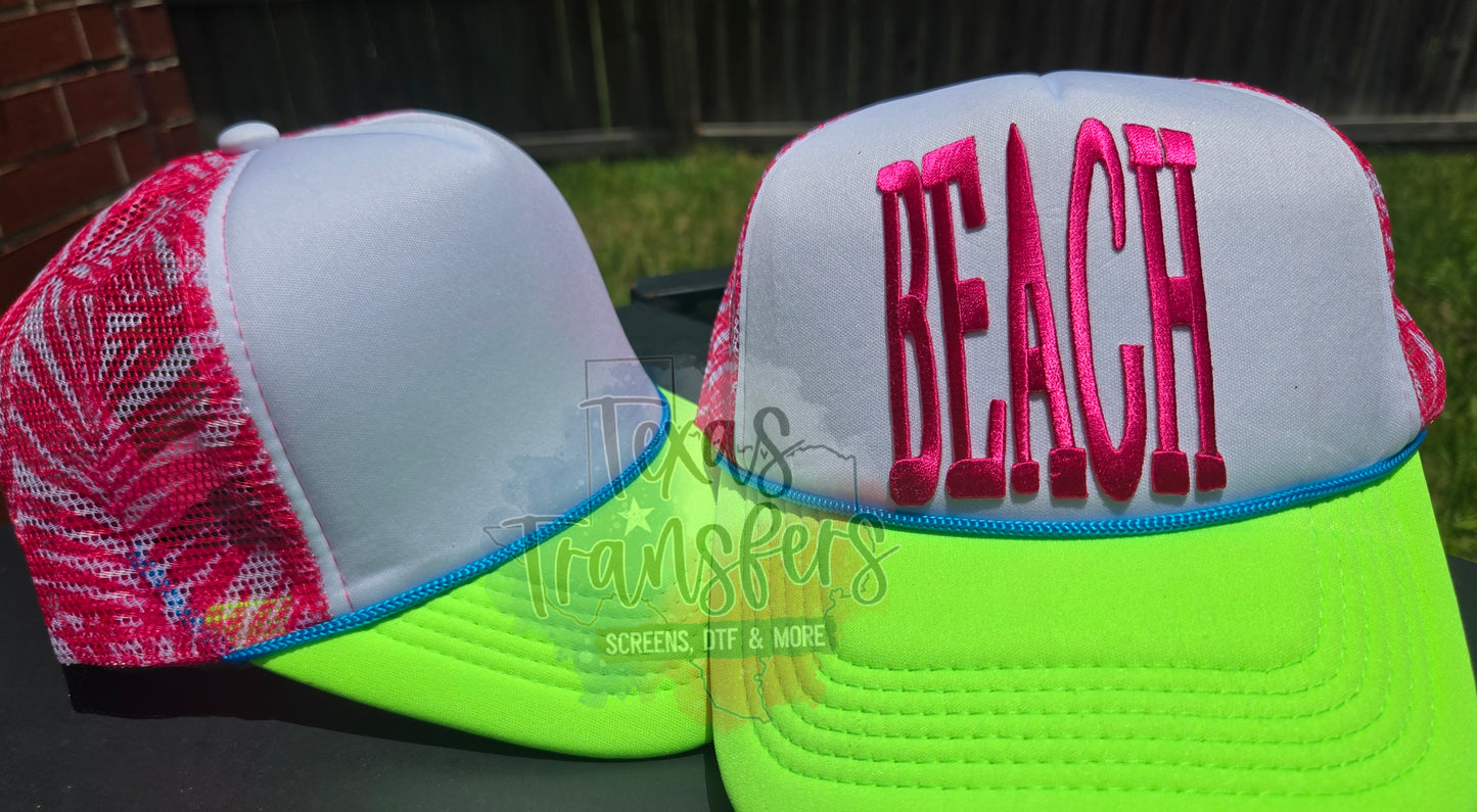 BEACH Skinny Letter Iron-On PATCH - Texas Transfers and Designs