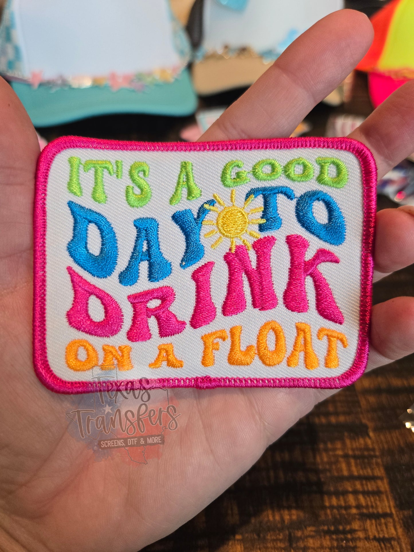 Drink on a FLOAT Iron-On PATCH - Texas Transfers and Designs