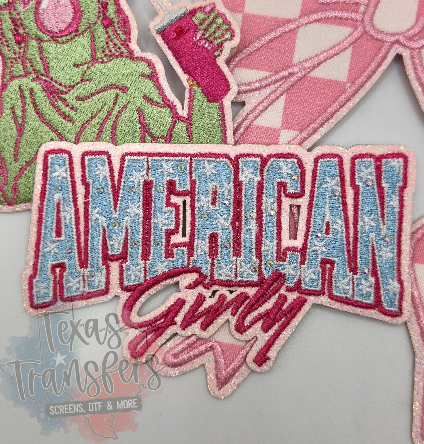 American Girly Iron-On PATCH - Texas Transfers and Designs