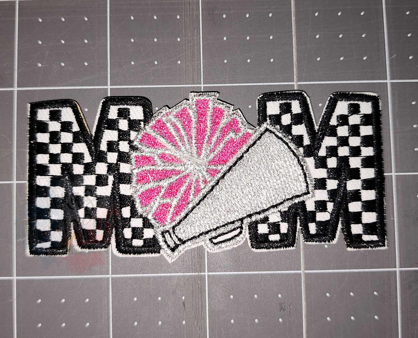 Checker Cheer Mom Iron-On PATCH - Texas Transfers and Designs