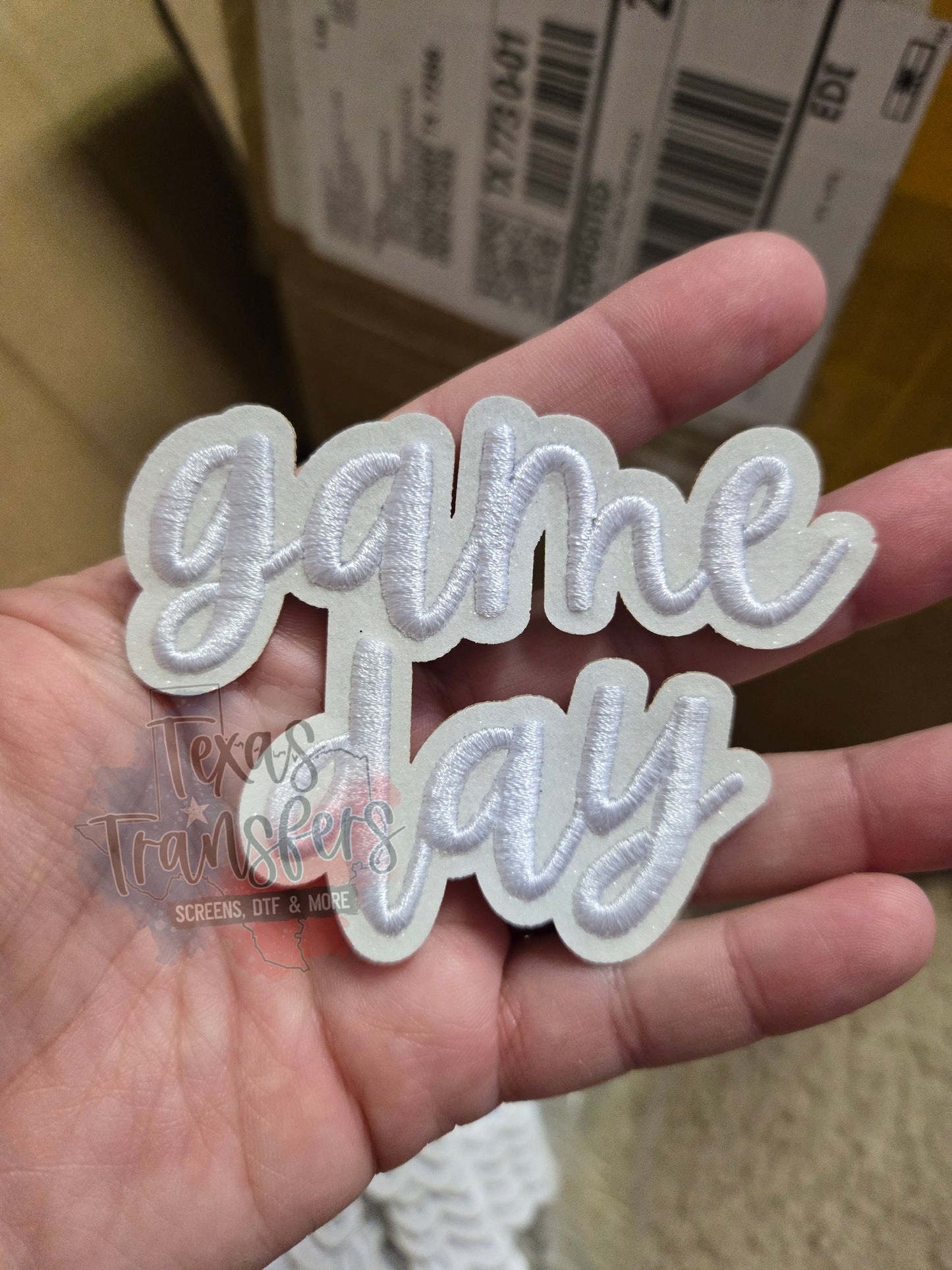 Game Day (White) Iron-On PATCH - Texas Transfers and Designs