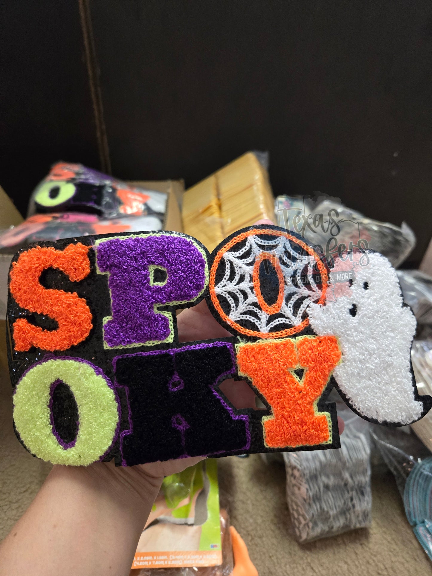 Spooky XXL (Purple 10") Iron-On Patch - Texas Transfers and Designs